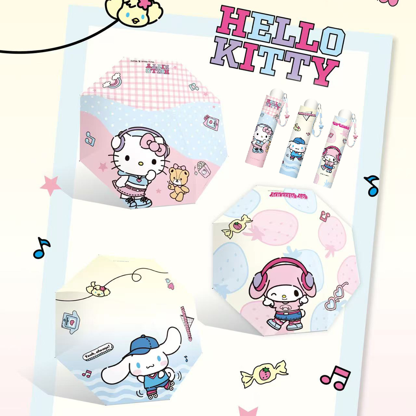 Hello Kitty-themed long-handled umbrella color 24-bone umbrella portable sprayer gift