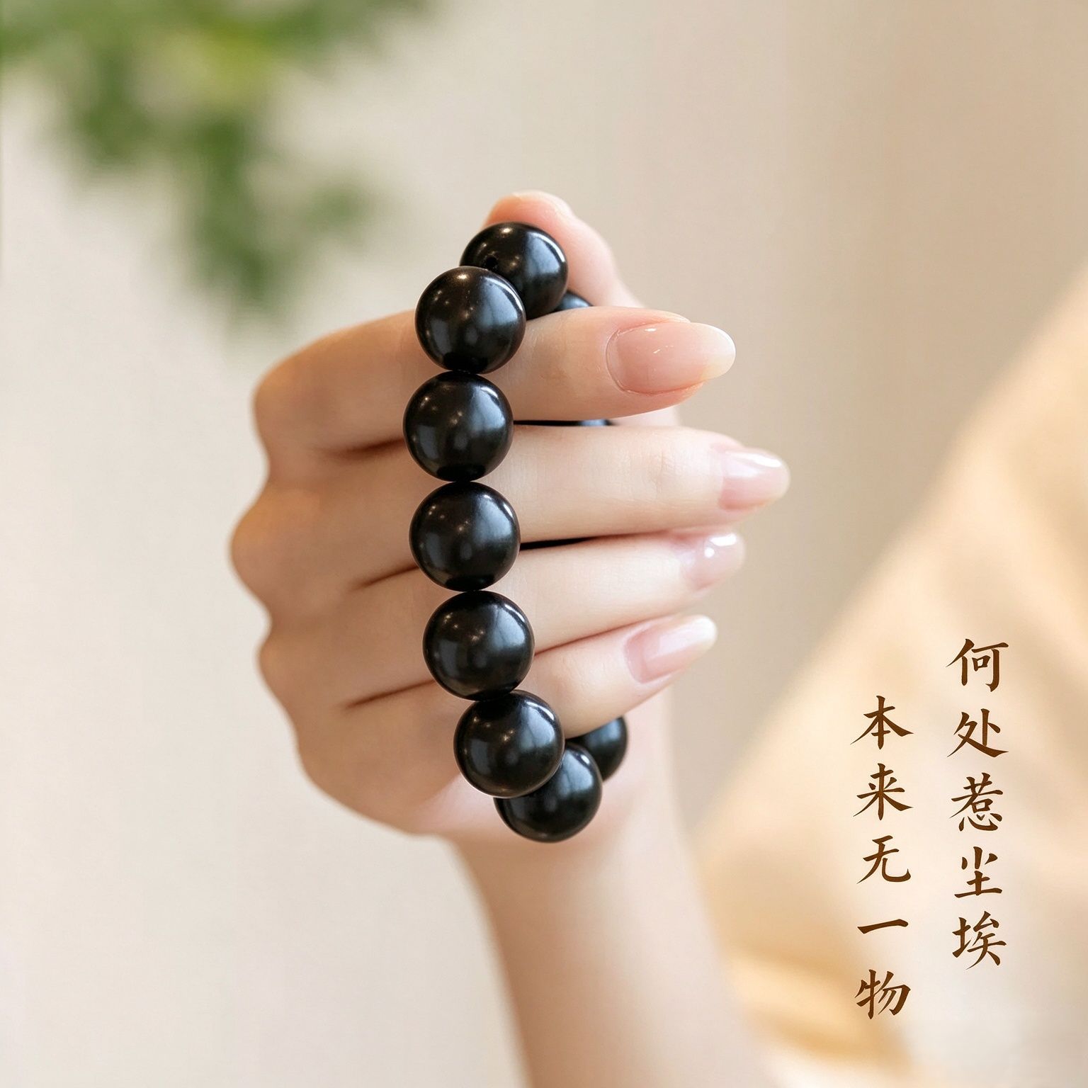 A complete set of genuine natural sandalwood wooden water-resistant Buddhist prayer beads bracelet for both men and women details Picture