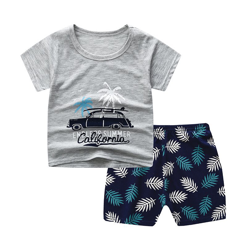 Wholesale of T-shirts for children aged 0-5, summer infants and toddlers, boys and girls, baby cotton short-sleeved shirts and shorts, baby half-sleeved shirts Application Scenario