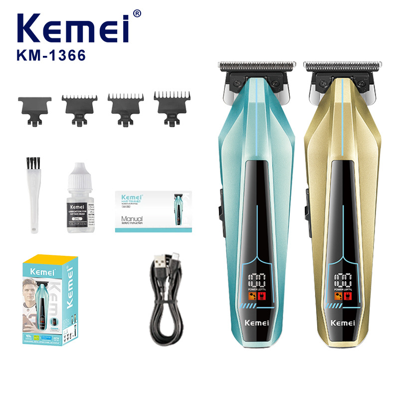 科美新款理发器专业数显电推剪粉末冶金油头雕刻推子跨境KM-1366