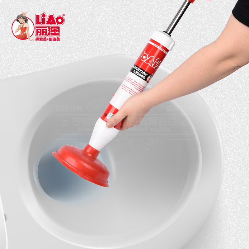 LIAO High-pressure toilet unclogging device, one-shot vacuum pipe unclogging device, suction rod, powerful household use details Picture