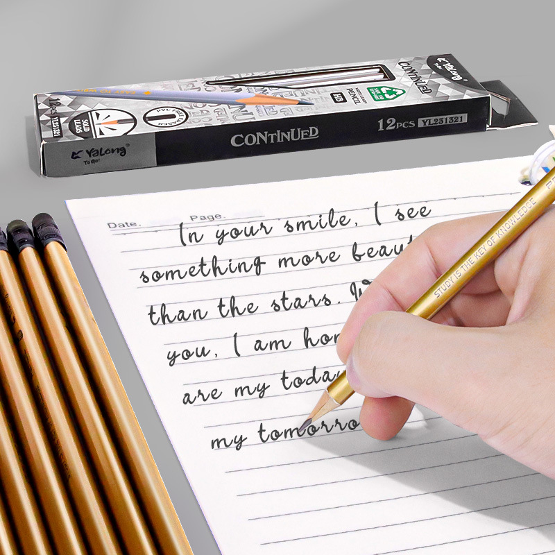 yalong Foreign Trade HB pencils, gold and silver bicolor pens with erasers, children's pencils and student pencils wholesale yalong Foreign Trade HB pencils, gold and silver bicolor pens with erasers, children's pencils and student pencils wholesale