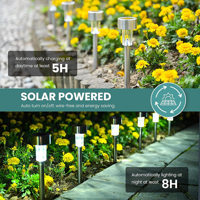 Cross-border solar stainless steel small tube lamp, outdoor waterproof courtyard ground insert lamp, garden landscape solar lawn lamp Specification image