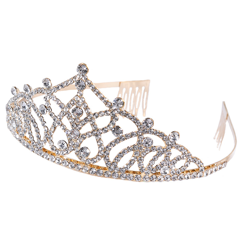 Amazon's elegant and light luxury water diamond crown headwear for brides, high-end headwear, European and American cross-border comb crown wedding accessories wholesale hair accessories details Picture