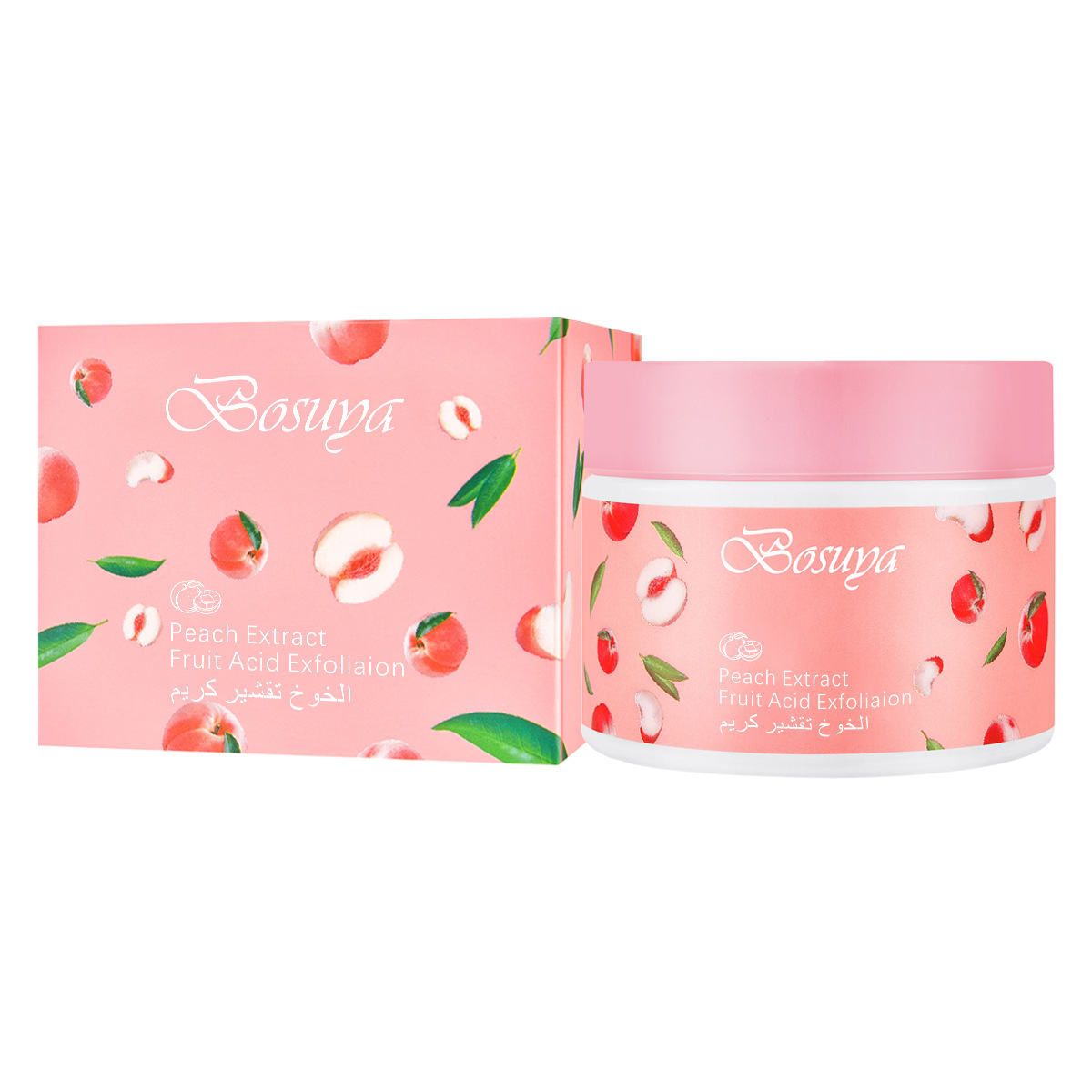 【跨境专供】bosuya水蜜桃去角质磨砂膏保湿滋润身体磨砂膏批发白底实物图