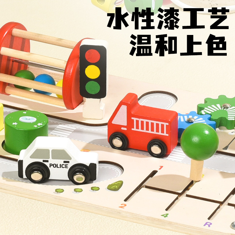 Cross-border wooden multi-functional busy table, children's educational train track beaded enlightenment toy desktop busy board Application Scenario