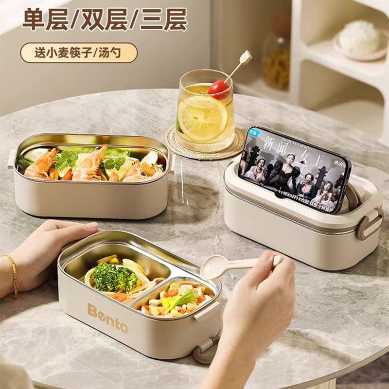 Multi-layer insulated lunch box, large-capacity bento box, water-filled heating lunch box, office workers and students can carry rice buckets Specification image