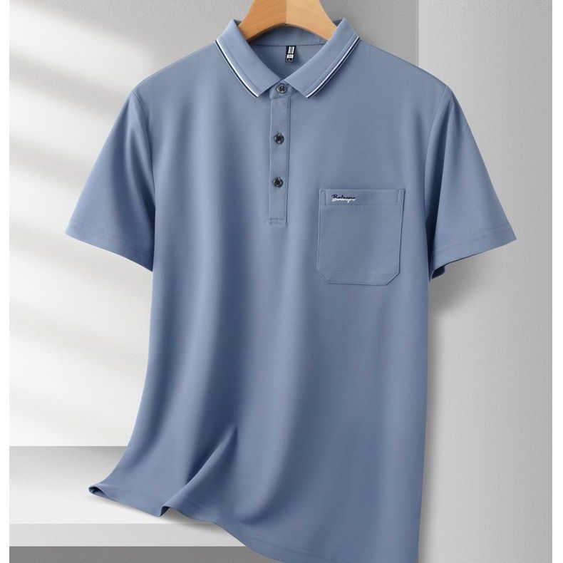 Summer new men's short-sleeved T-shirt, real pocket embroidered lapel POLO shirt, business half-sleeved dad outfit Application Scenario