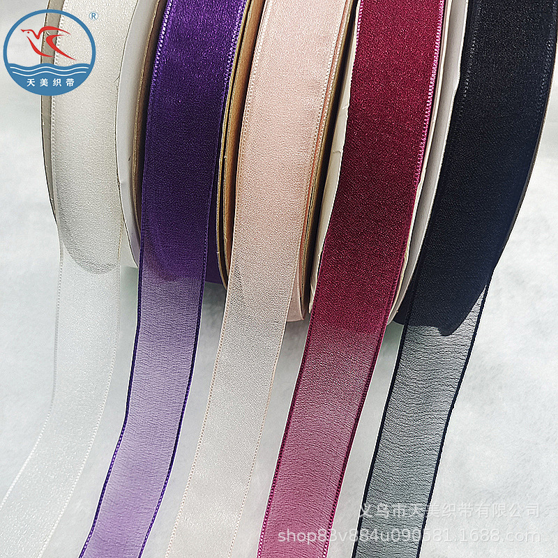 Korean pearl yarn 2.5CM gauze ribbon, colorful ribbon, headwear, flower bouquet, DIY materials, fresh flower packaging, bow ribbon Item Picture