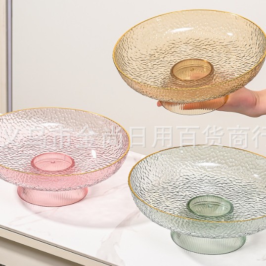 New Japanese-style creative transparent fruit plate, plastic living room fruit plate with feet, salad bowl, snack plate details Picture