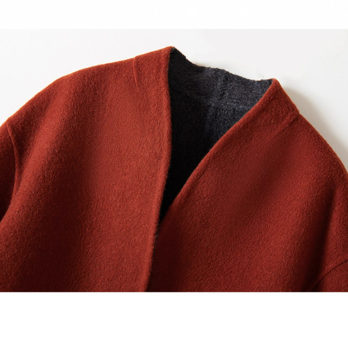 New embroidered new Chinese-style double-sided woolen coat for women 2025 autumn and winter, loose woolen coat for women details Picture