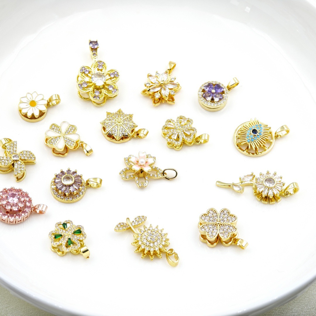 Cross-border stress-relieving rotating pendant, heart-shaped rotating accessory bracelet, jewelry necklace pendant, diy accessory pendant details Picture