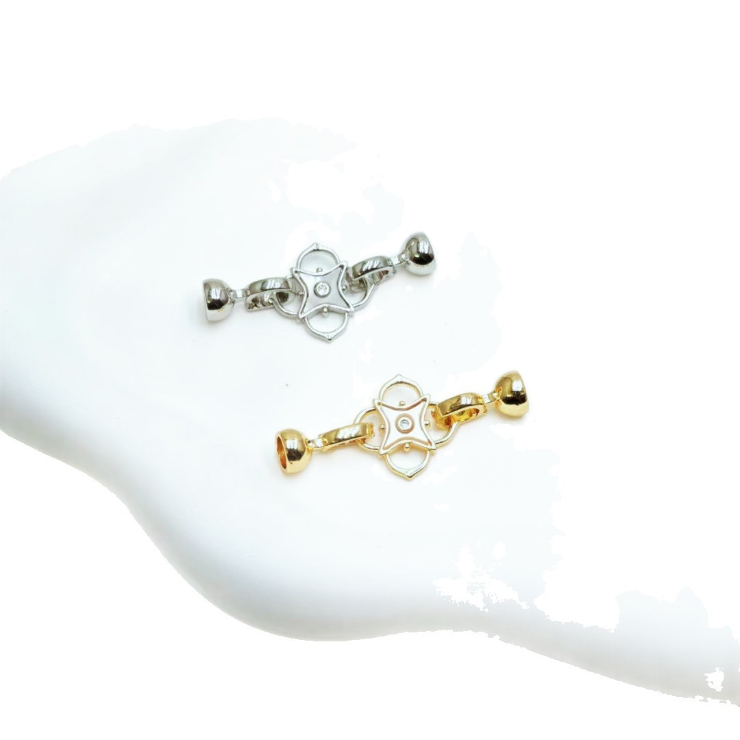 Gold-plated, color-preserving, and design-savvy zircon abalone with interlocking pearl buckles for DIY bracelet and necklace accessories Item Picture