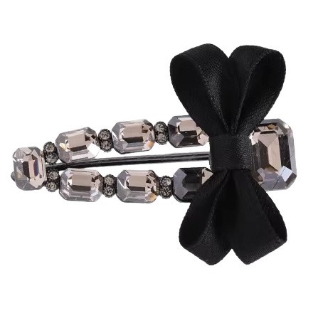 Korean-style crystal bow side clip, high-end and light luxury hair clip, French retro style headwear Item Picture