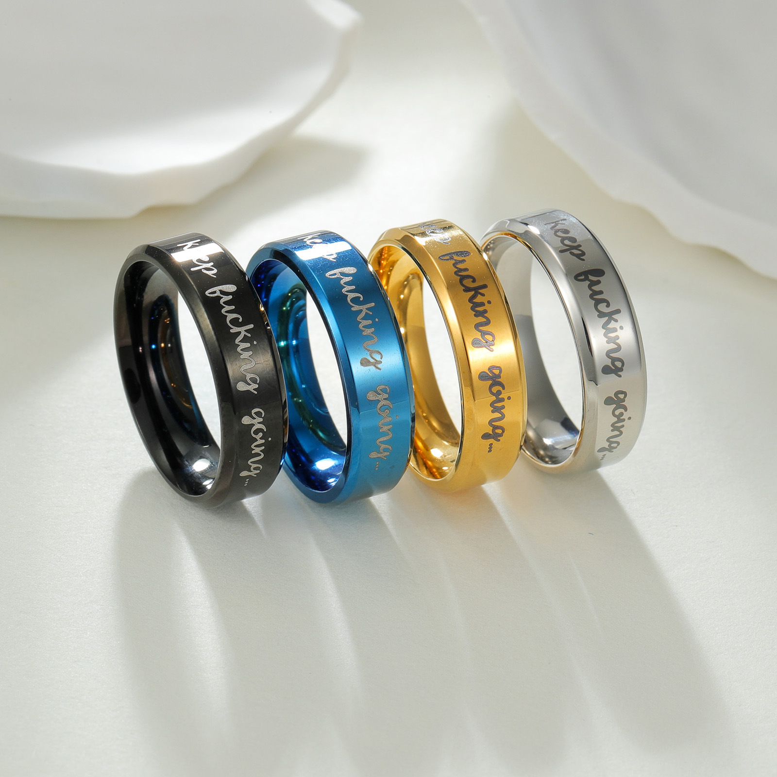 Wholesale of Amazon's best-selling accessories - simple and fashionable European and American laser-engraved men's titanium steel rings