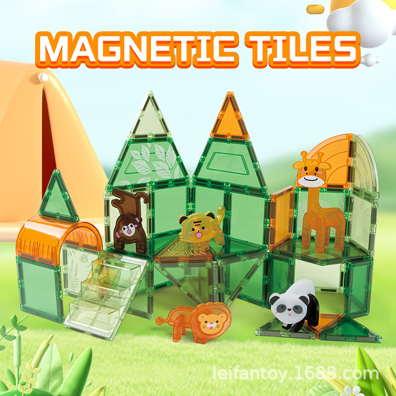 Cross-border. Magnetic sheet farm Dinosaur scene Color window Magnetic sheet Early education assembly building block toys Application Scenario