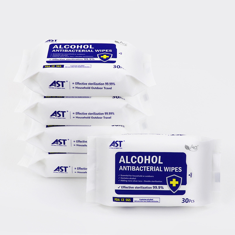 All-english foreign trade 30 to 50 pieces of alcohol disinfectant wet wipes in stock, cleaning foreign trade export sterilization wet wipes Item Picture