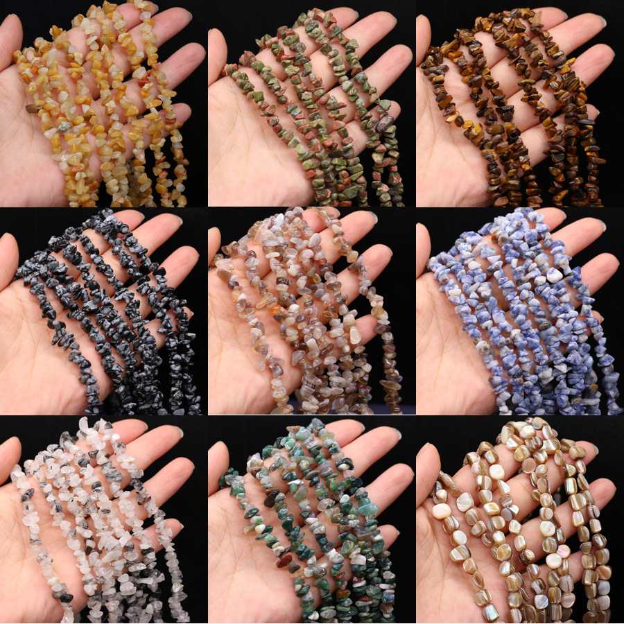 Natural stone crushed stone, raw stone beads with holes, semi-finished products, 40 cm DIY jewelry, handcrafted accessories, wholesale