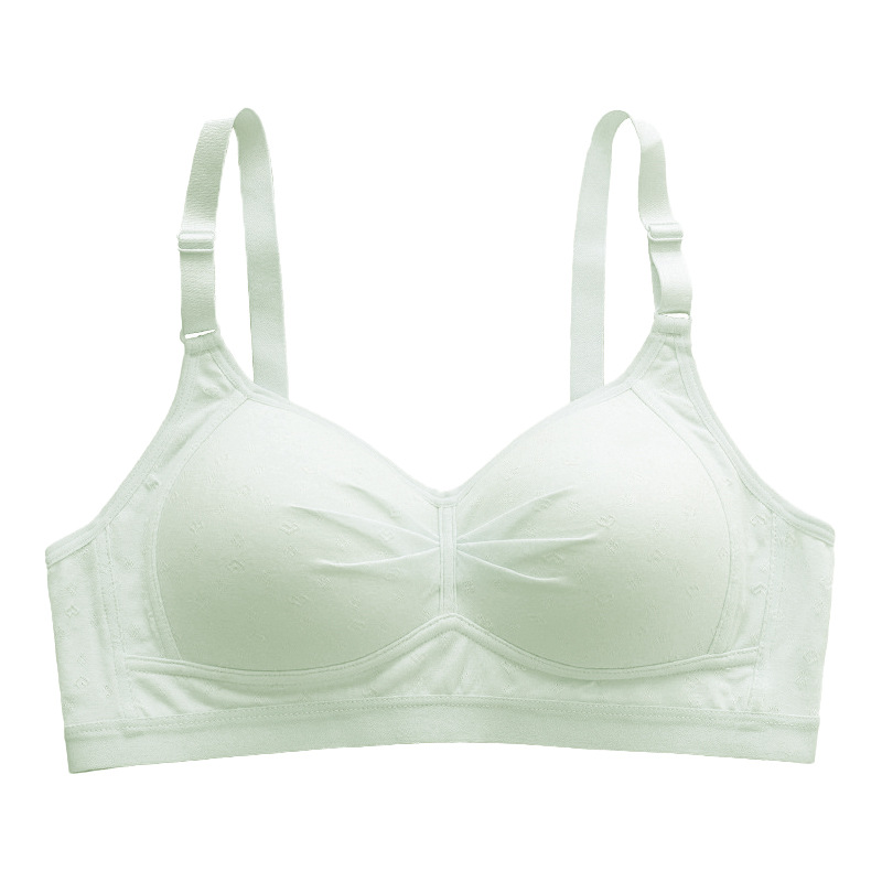 纯棉薄款内衣女大学生初中生高中生女孩小胸聚拢防下垂少女文胸罩白底实物图