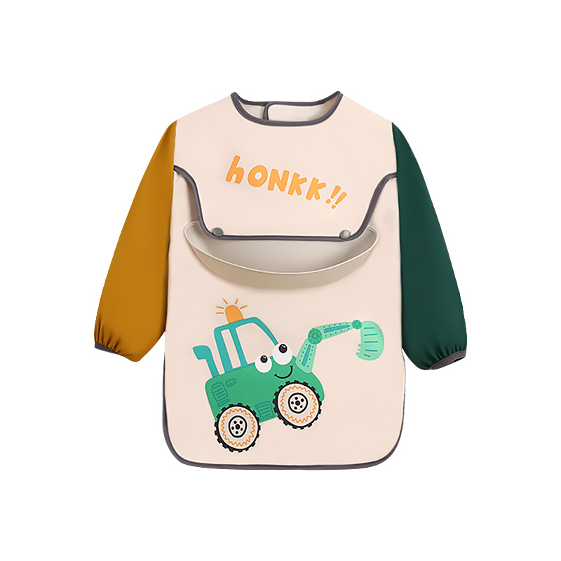 Children's protective covers are waterproof and dirt-resistant. They are worn on the outside. Babies wear them backwards. Boys and babies eat in bibs. Girls wear drawing aprons Item Picture