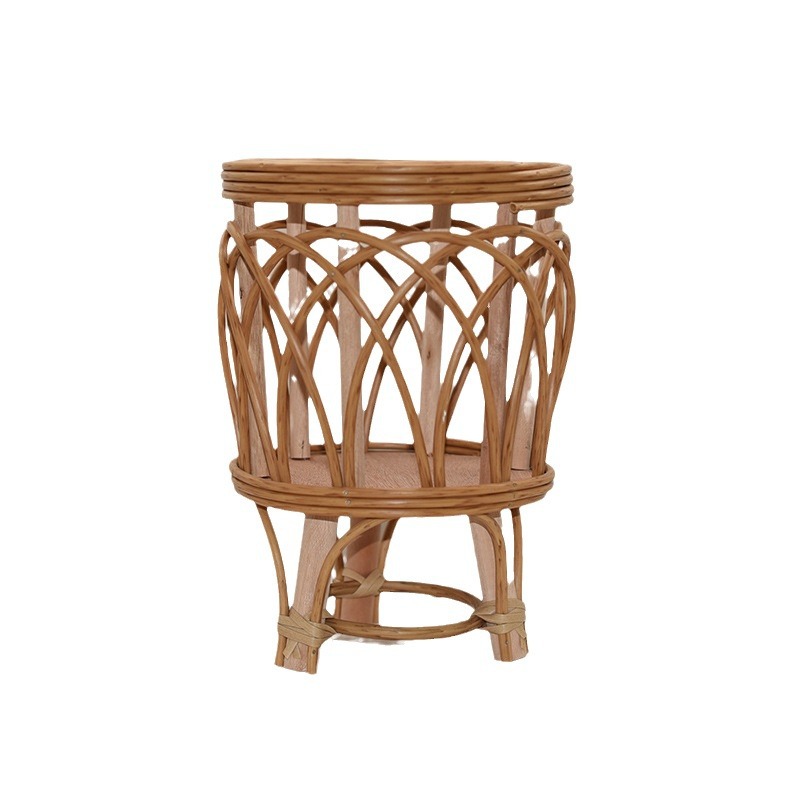 Nordic-style woven flower POTS, imitation vine flower stands, triangular living room, floor-standing balcony, bamboo woven flower baskets, indoor solid wood plants Item Picture