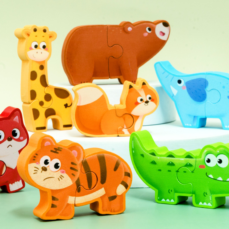 威威虎动物恐龙木质堆叠拼图3D立体开发早教婴幼儿动手堆堆乐玩具产品图