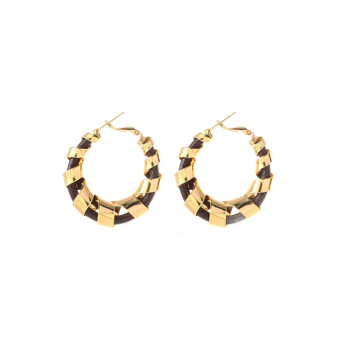 Nasha Cross-border exclusive European and American style unique and niche design rotating large C-ring earrings, simple and elegant ear rings Item Picture