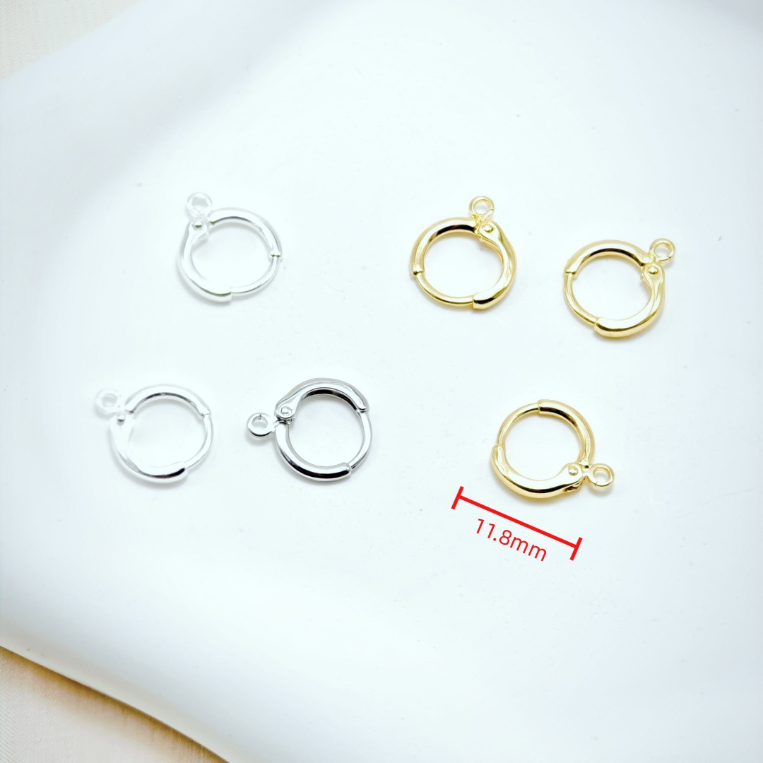 Korean-made quality copper round French ear hook and ear buckle earrings, diy jewelry accessories, 14k gold plating for color retention