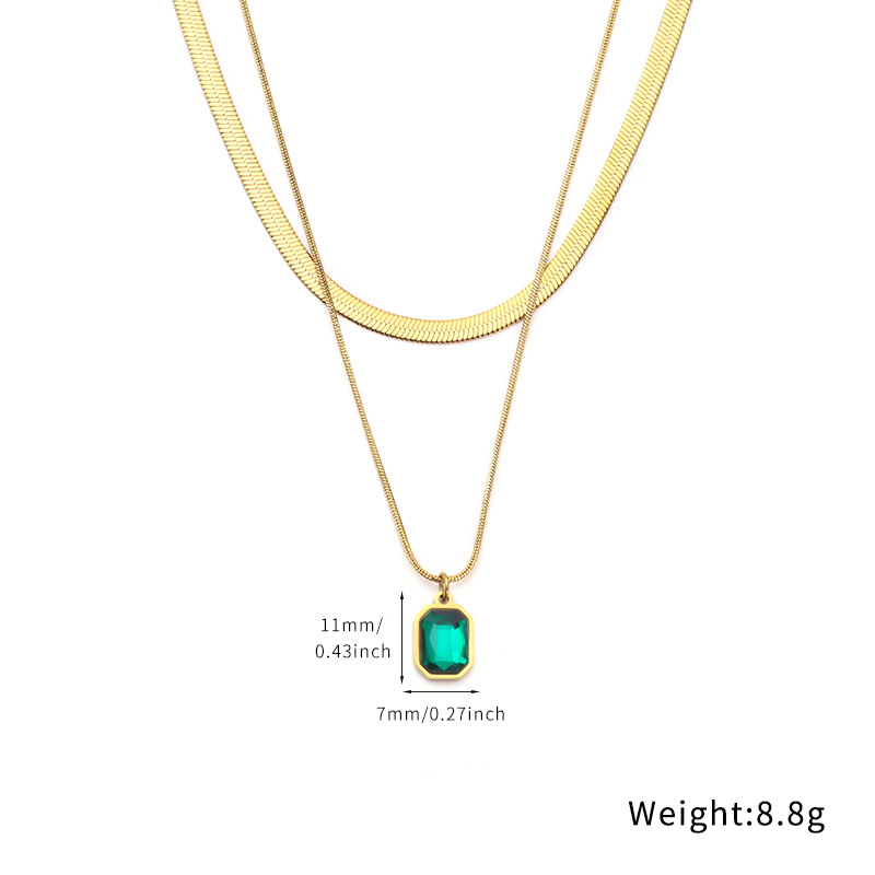 Korean-style double-layered heart-shaped pendant snake bone chain necklace, a simple and versatile InS-style collarbone chain accessory for women details Picture