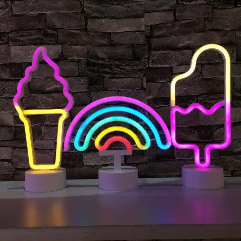 跨境led霓虹灯表白爱心求婚氛围灯星星七彩造型灯招牌酒吧装饰灯细节图