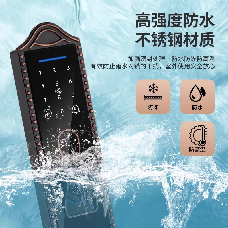 Bull head lock, electronic lock, anti-theft door, courtyard fingerprint lock, apartment iron gate, graffiti all smart lock, old-fashioned combination lock details Picture