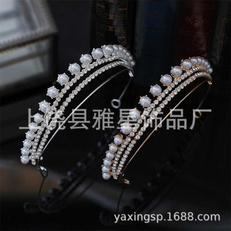 New water diamond elegant bride headwear, studio style accessories, beauty pageant dinner pearl hair accessories, hair crowns, princess crowns