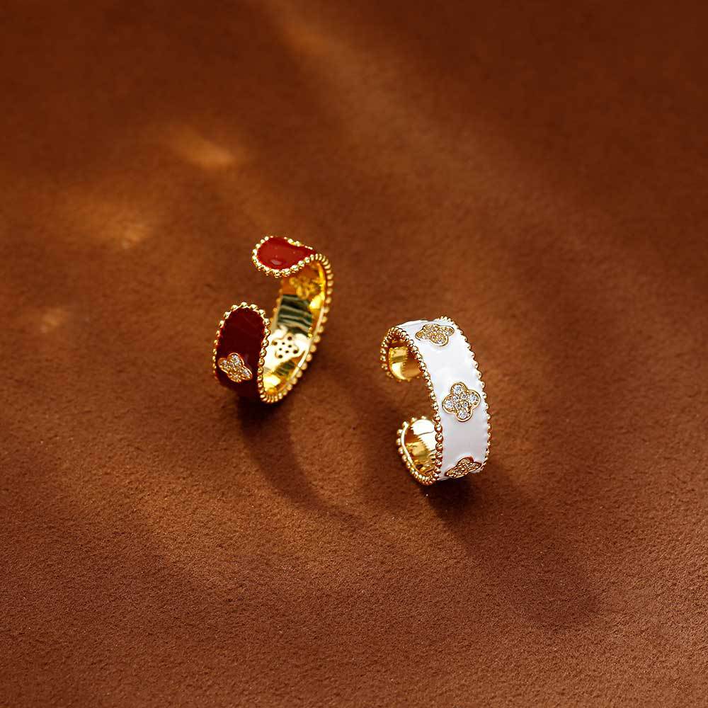 Hyacinth anillo nicho diseño sentido luz extravagancia apertura anillo esmalte goteo aceite moda temperamento premium sentido dedo índice anillo