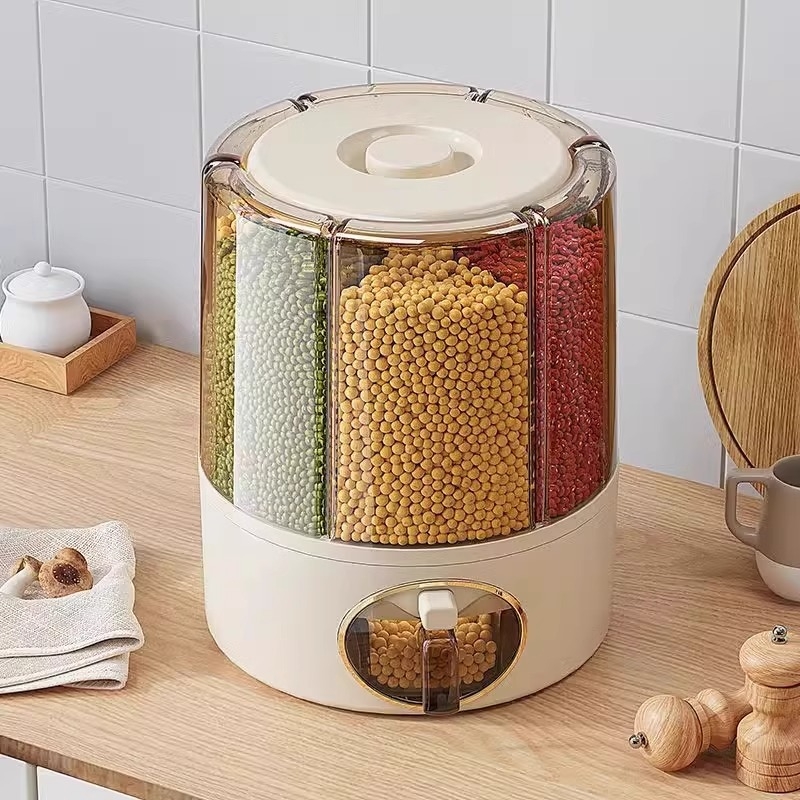 五谷粮纳盒家用新厨房纳神器密封储粮桶粗粮分格旋转米桶