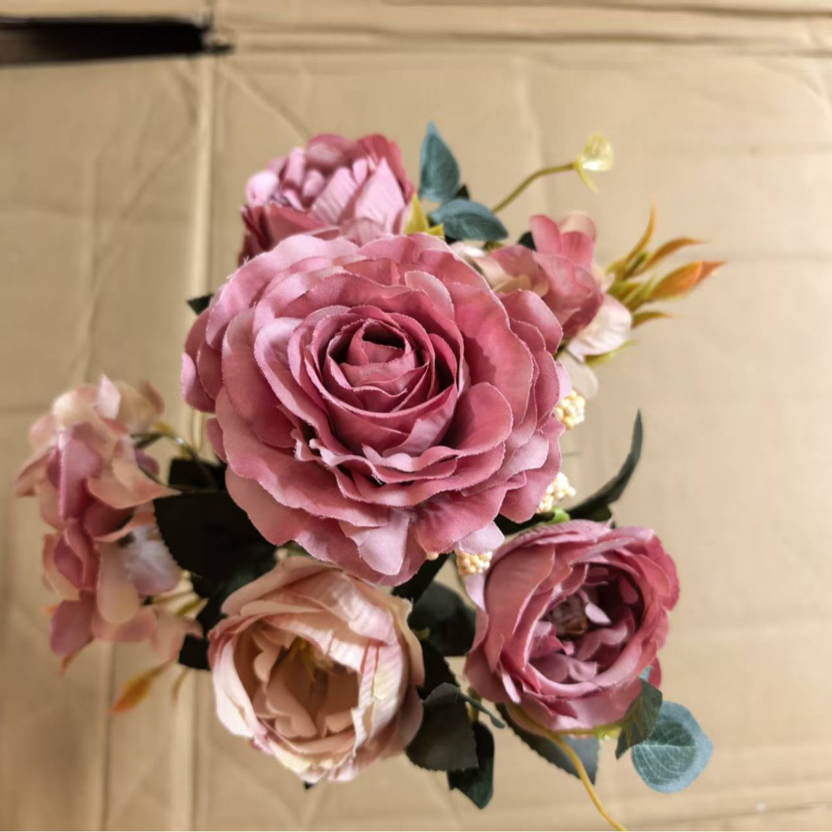 仿真花DIY发饰配件/假花/5朵塑膠花/仿真花/假花批发白底实物图