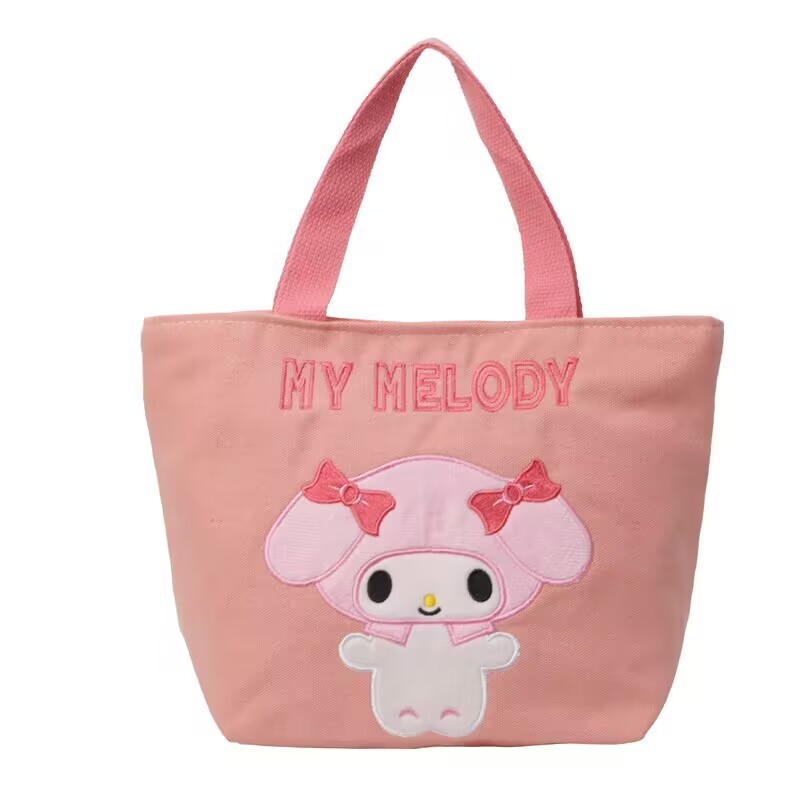 Sanrio Melody Big Eared Dog Canvas tote Bag, hand-held bag, student bento Bag, Lunch Box Bag, Summer export Edition Item Picture