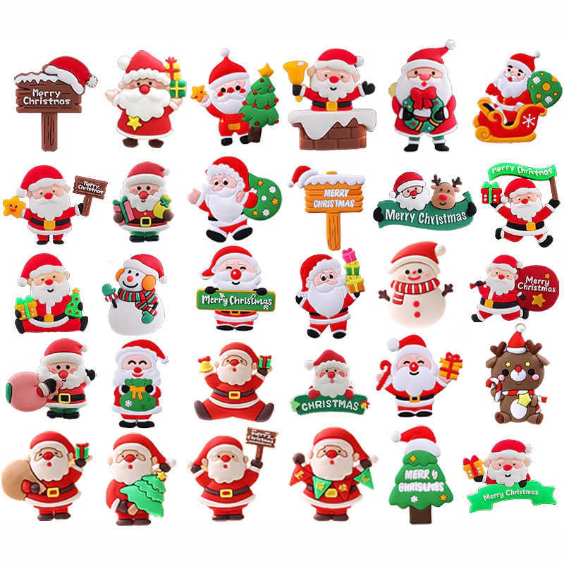 版权圣诞节蛋糕装饰摆件软胶圣诞快乐老人雪人麋鹿圣诞树派对插件