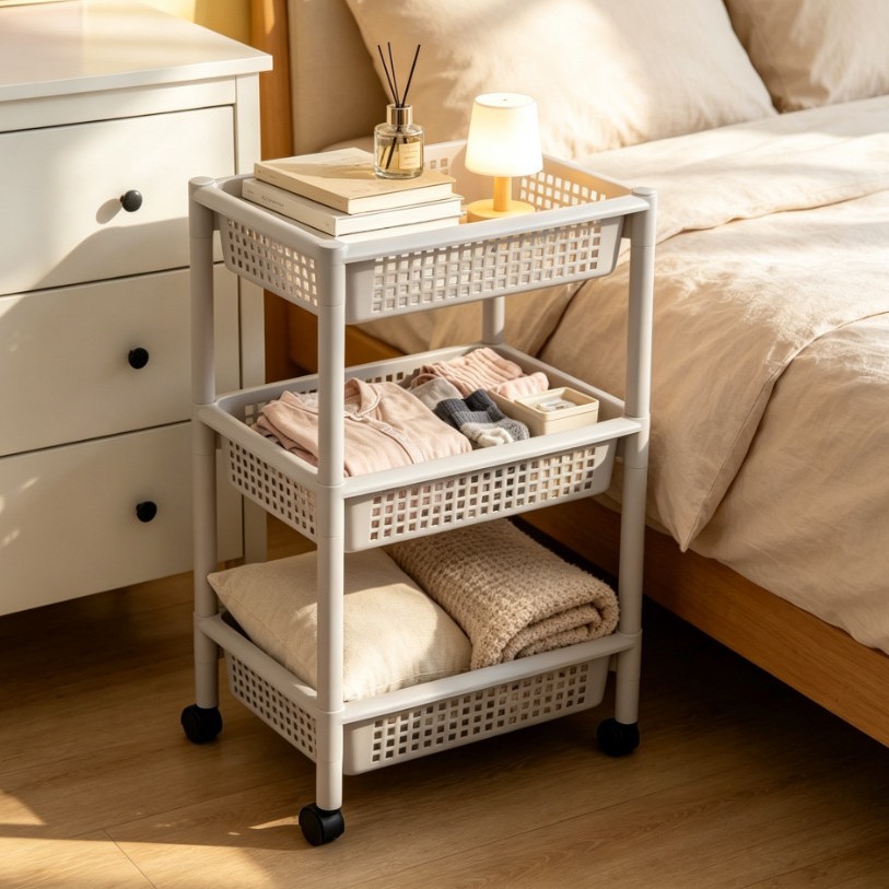 Home simple multi-layer shelf, movable storage rack, bathroom organization rack, kitchen storage and organization rack details Picture