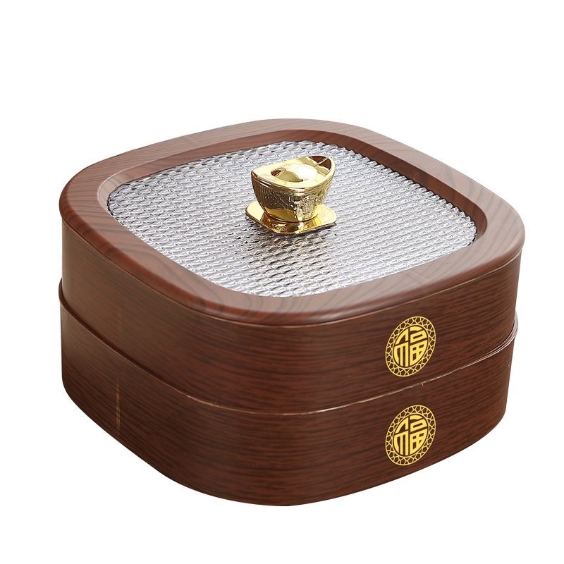 Imitation wood grain high-end dry fruit box, living room home nut plate, 2025 new model, melon seed snack storage, candy box Item Picture