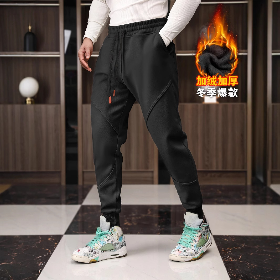 Winter casual sports sweatpants, men's loose tight-fitting long pants, fleece and thickened outdoor running warm new style long pants Application Scenario
