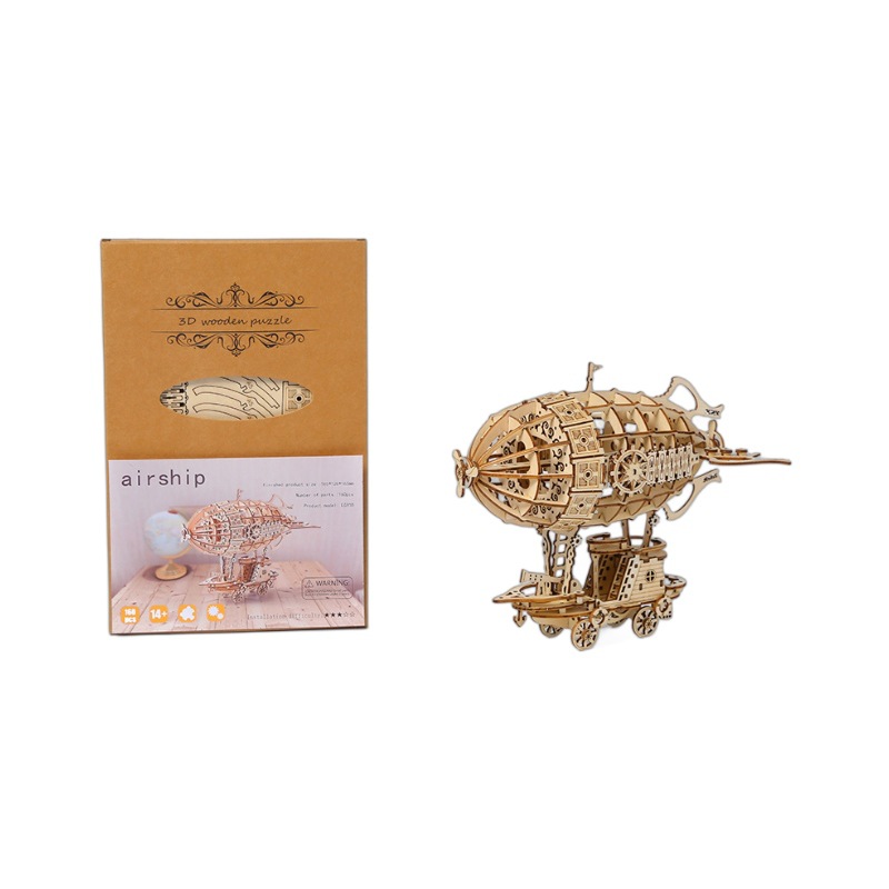 3D creative stereoscopic jigsaw puzzles, diy wooden airship assembly, desktop ornaments, models, children's small toys and gifts Item Picture