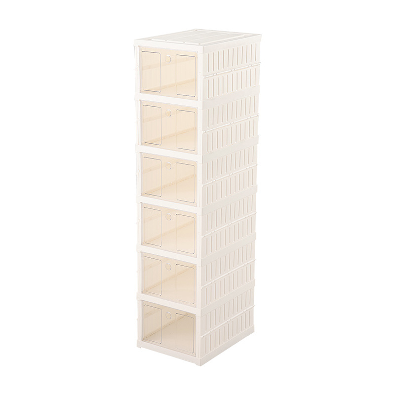 Shoe rack, home door multi-layer shoe cabinet, folding and pull-out shoe storage wonder, no installation required, simple transparent shoe box Item Picture