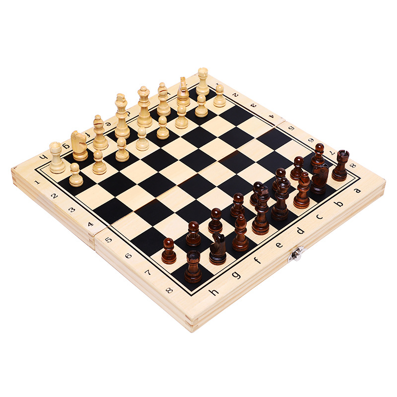Strong magnetic wood portable foldable tabletop game chess and card competition and intelligence toys factory direct sales chess equipment Specification image
