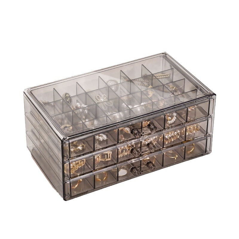 Transparent jewelry storage box, multi-layer large-capacity rings, stud earrings, necklaces, bracelets, home internet-famous drawer-style jewelry box Item Picture