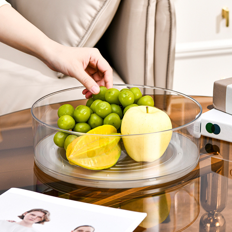 外贸PET化妆品护肤品客厅透明桌面果盘零食糖果盒坚果旋转收纳盒产品图