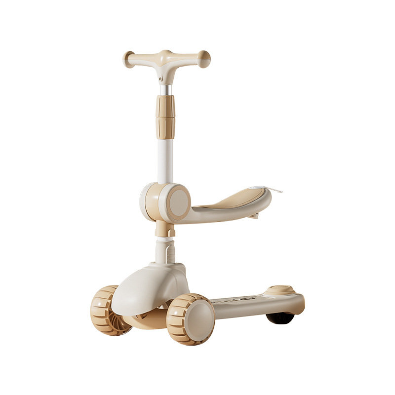 儿童滑板车2-3-6岁8三合一男女宝宝溜溜可坐可骑滑滑车小孩踏板车白底实物图