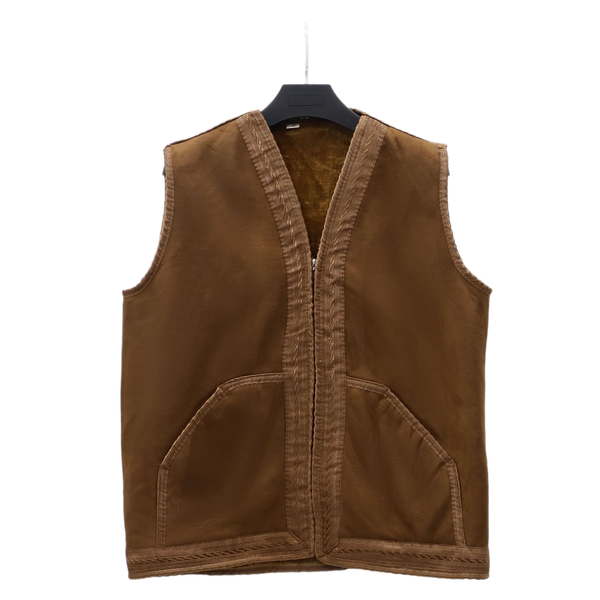 2025冬季加厚麂皮绒男士马甲V领保暖坎肩新款现货白底实物图