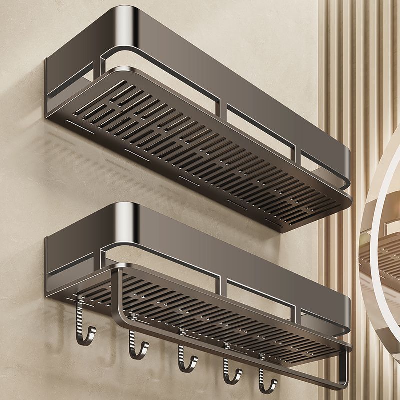 枪灰卫生间浴室置物架免打孔壁挂厕所洗手间洗漱台墙上高级收纳架
