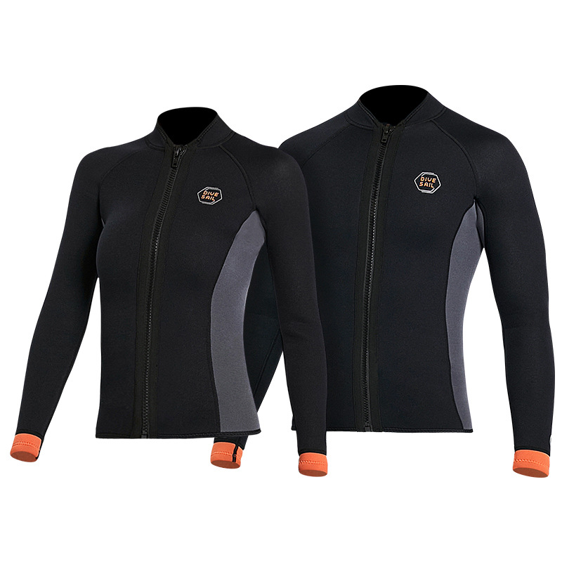 Amazon 3MM long-sleeved two-piece warm diving suit, European and American large-sized snorkeling winter swimming cold-proof surfing suit Item Picture
