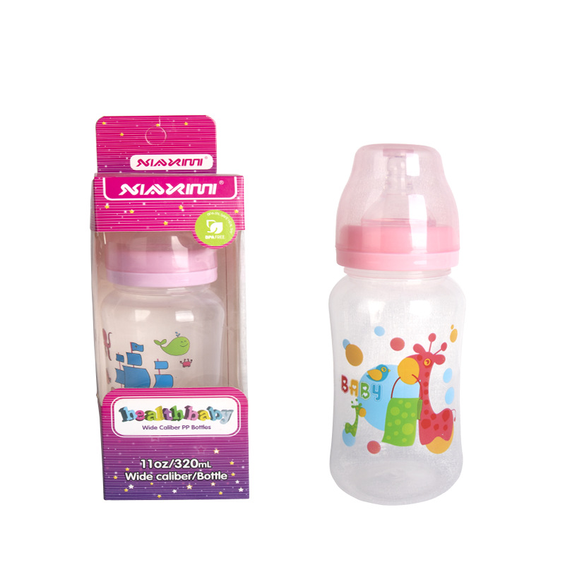 小昔米婴儿奶瓶厂家外贸宽口专用喝水奶瓶防胀气PP奶瓶批发320mL